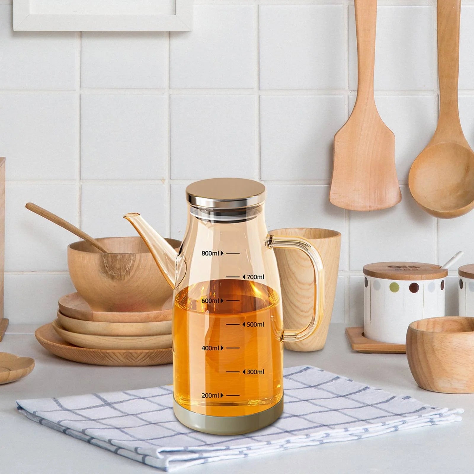 Amber Borosilicate Glass Oil Dispenser Bottle