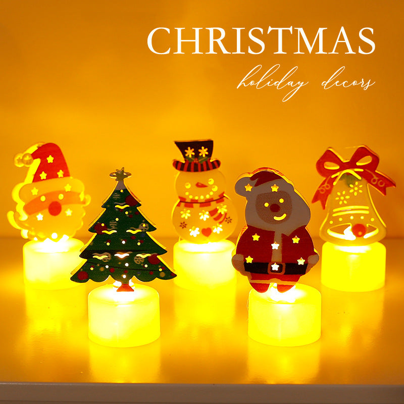 LED Electronic Candle Lights Christmas Trees Santa Claus Snowmen Creative Candles Small Night Lights Home Decorative Ornaments