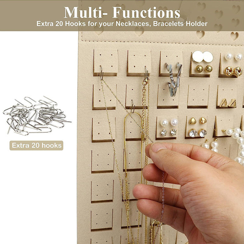 Necklace Ring Felt Pouch Stud Earrings Organization Hanging Bags Bracelet Storage Bag Wall-mounted