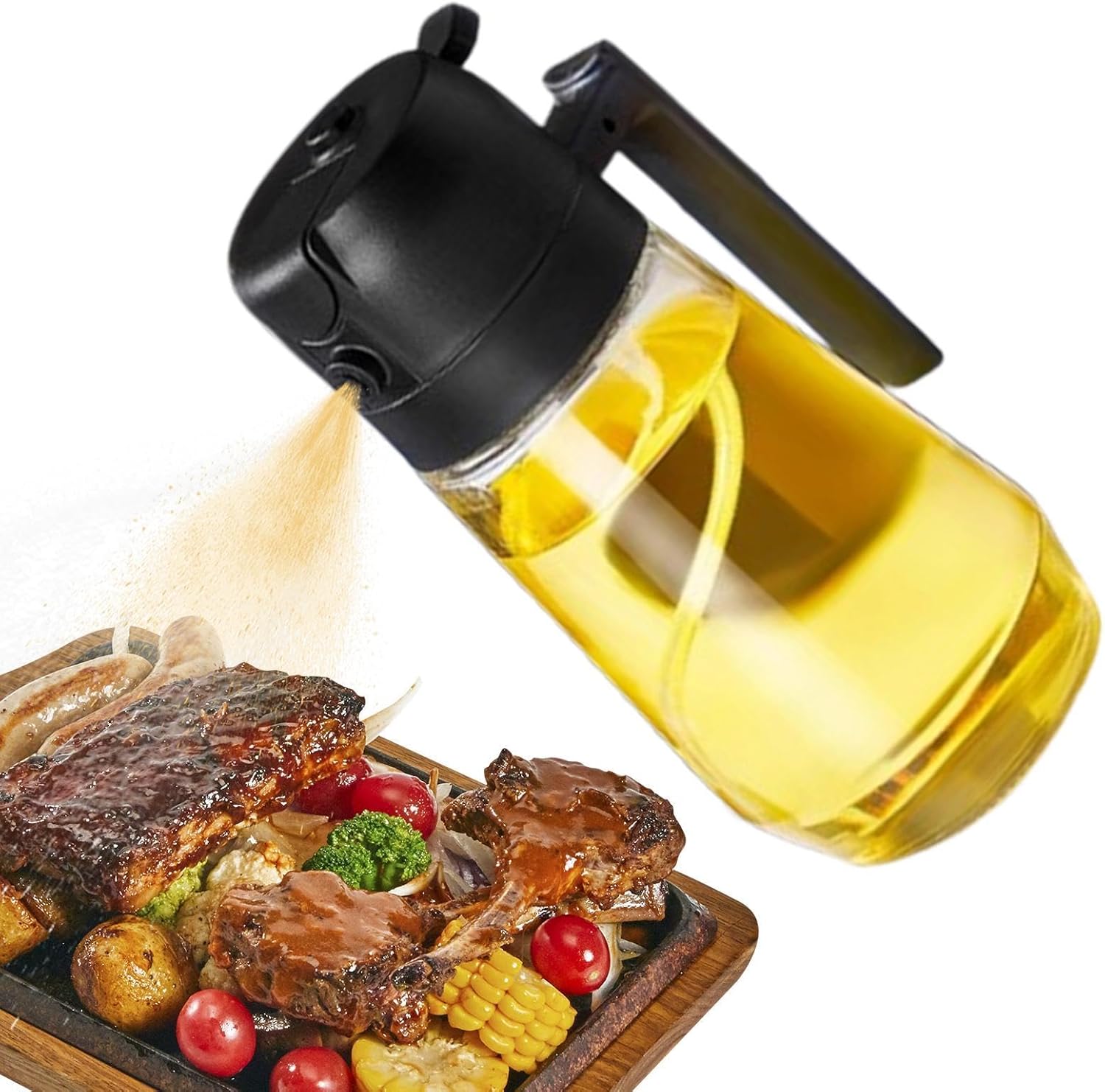 2-in-1 Olive Oil Sprayer & Dispenser Bottle