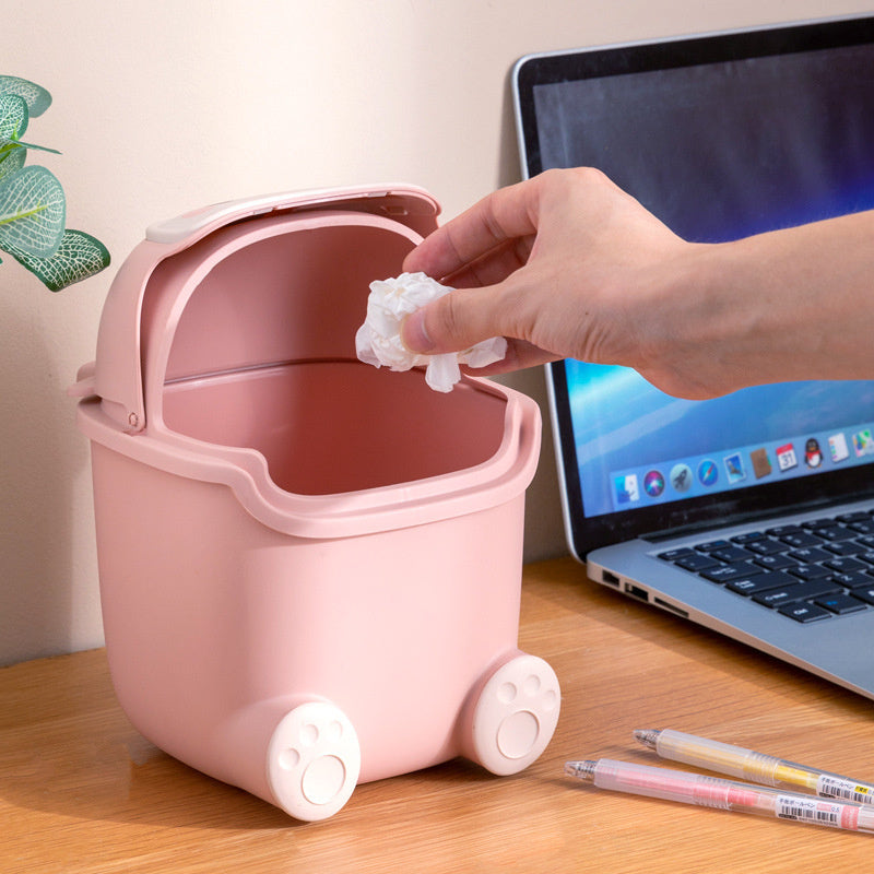Creative Flip-top Desktop Trash Can Organization And Storage