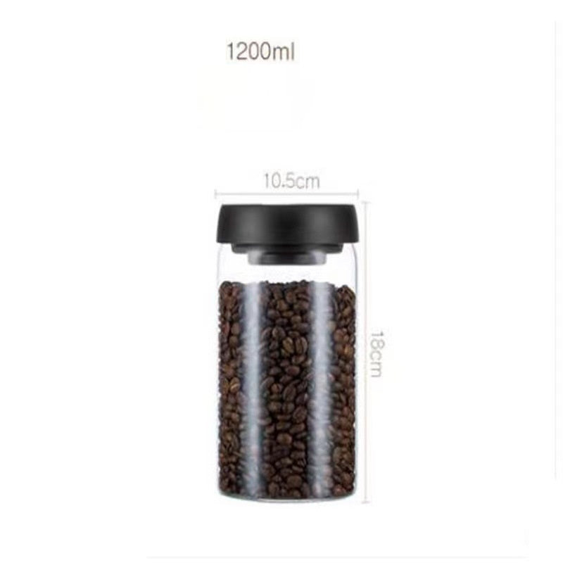 Vacuum Sealed Glass Coffee Bean Canister