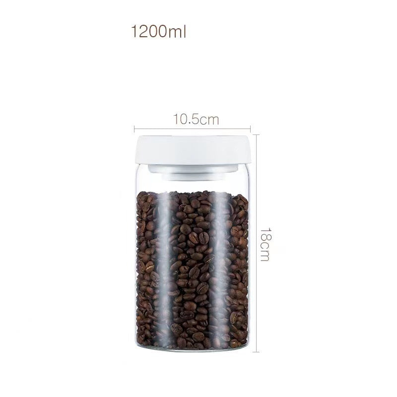 Vacuum Sealed Glass Coffee Bean Canister