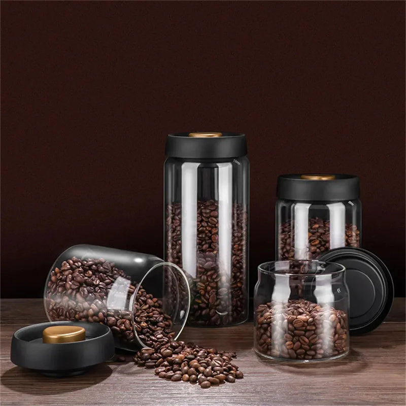 Vacuum Sealed Glass Coffee Bean Canister